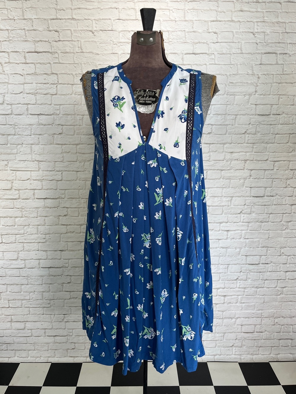Matilda Jane Blue Floral Midi Dress with White Yoke